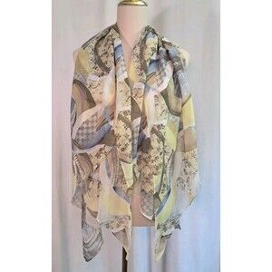 Muticolor Pastels Chiffon Scarf Handkerchief Hem Rectangular Tubular 18x68"